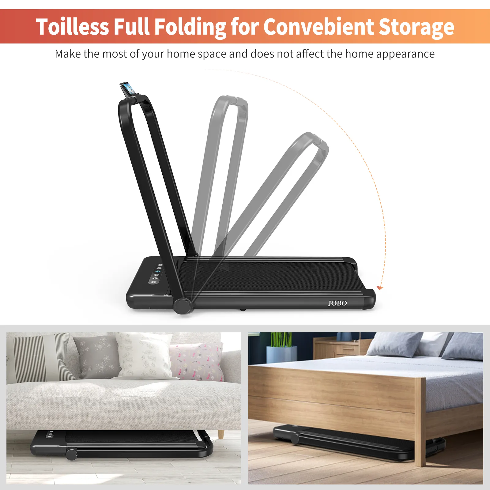Foldable Treadmill for Home, 2 in 1 Treadmill with LED Screen