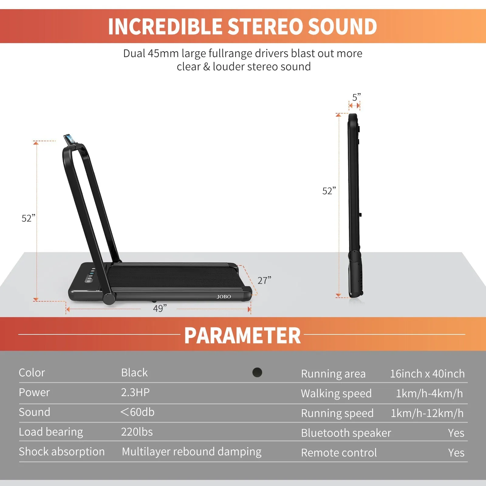 Foldable Treadmill for Home, 2 in 1 Treadmill with LED Screen