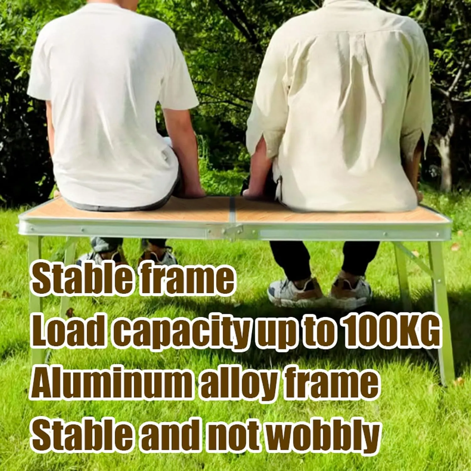 Folding Camp Table and Stool Set of 3/5, Lightweight Aluminum Dining Table with Adjustable Height Legs Portable Foldable airs for Indoor Outdoor Use