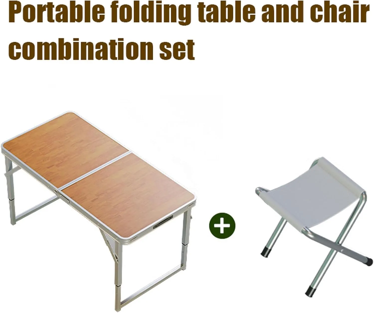 Folding Camp Table and Stool Set of 3/5, Lightweight Aluminum Dining Table with Adjustable Height Legs Portable Foldable airs for Indoor Outdoor Use