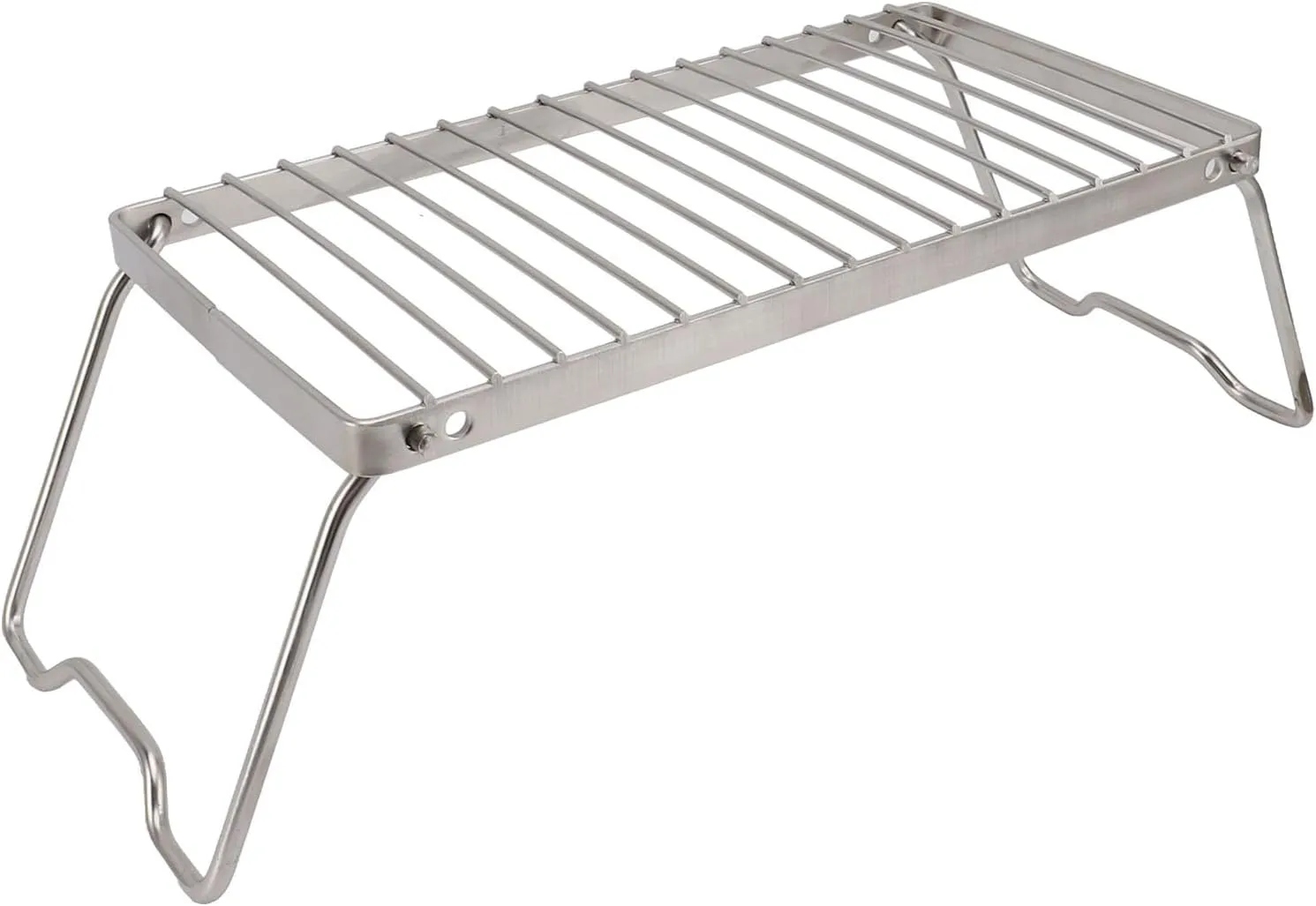 Folding Campfire Grill,Portable Camping Grates Over Fire Pit,Stainless Steel Adjustable Height Thicker Camp Fire Cooking Racks Draining Backpacking Grill for Outdoor