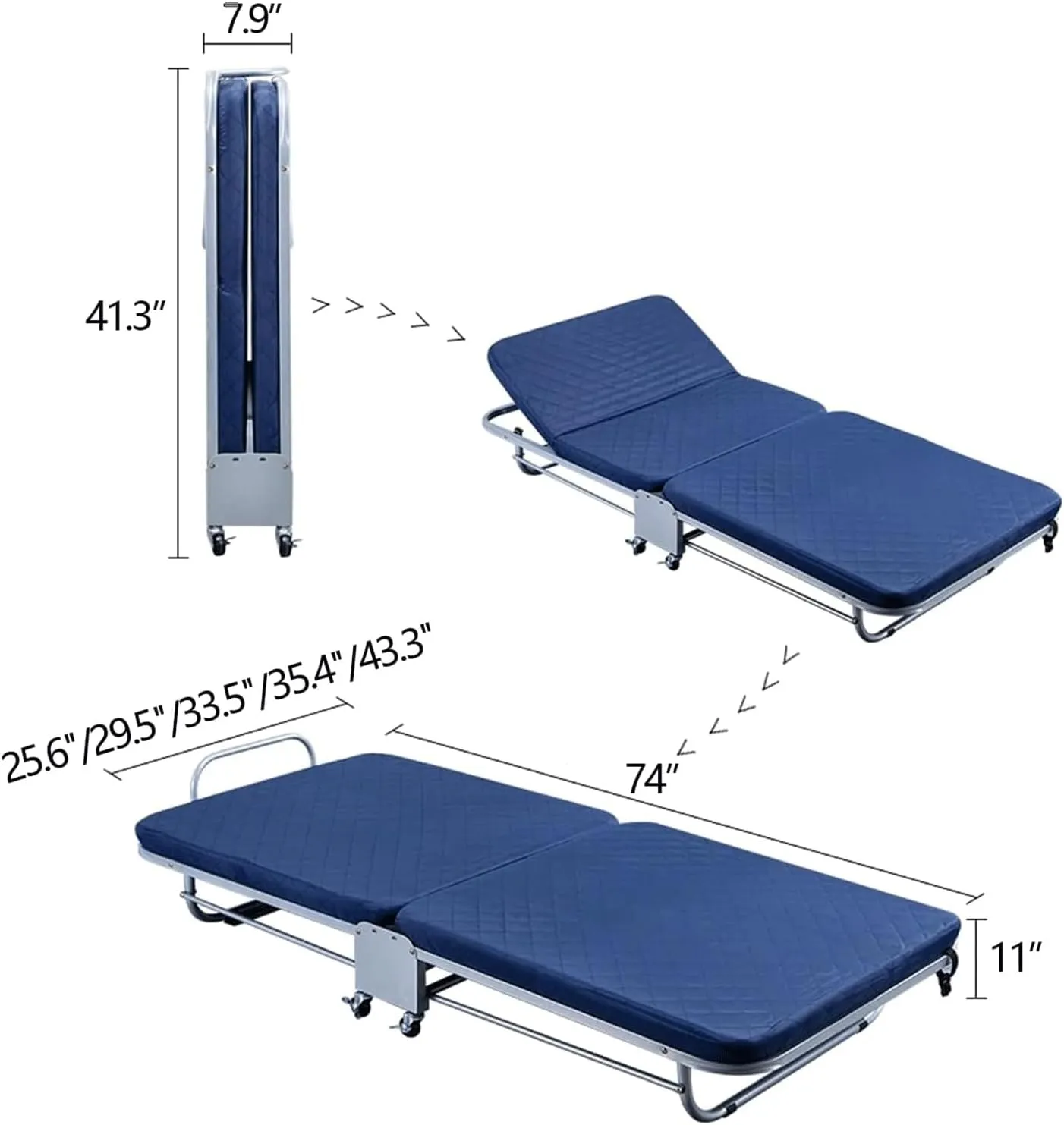 Folding Camping Bed 4 Position Adjustable Backrest Camping Cot with Mattress Sleeping Cots for Adults Load 400lb Folding Cot