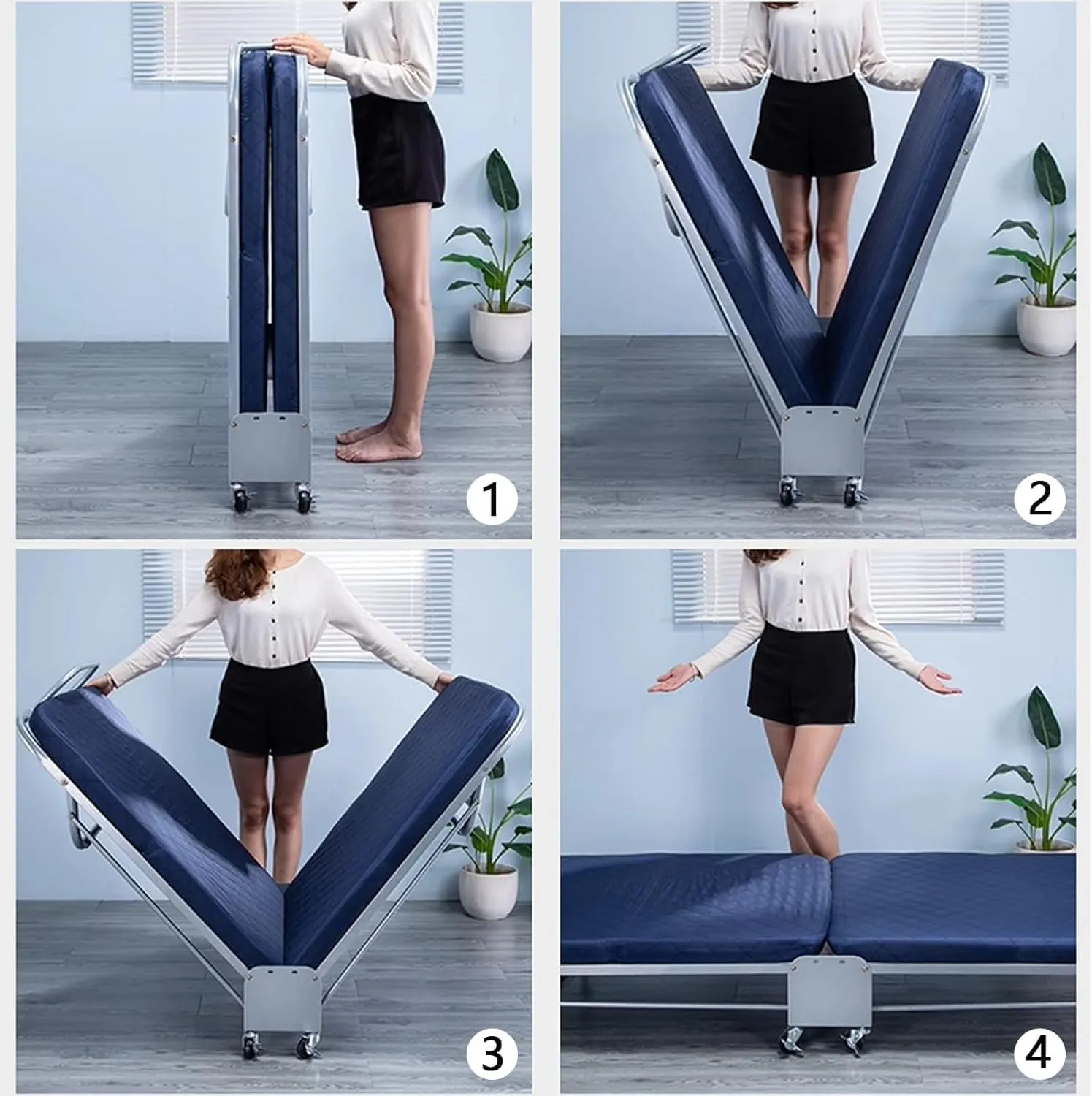 Folding Camping Bed 4 Position Adjustable Backrest Camping Cot with Mattress Sleeping Cots for Adults Load 400lb Folding Cot