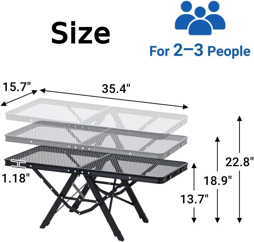 Folding Camping Grill Table 3ft x 1.3ft, Heat Resistant Tabletop Heavy Duty 111lbs, Portable Adjustable Picnic BBQ Outdoor Easy to Use Black (Black, 3ft x 1.3ft - 111lbs)