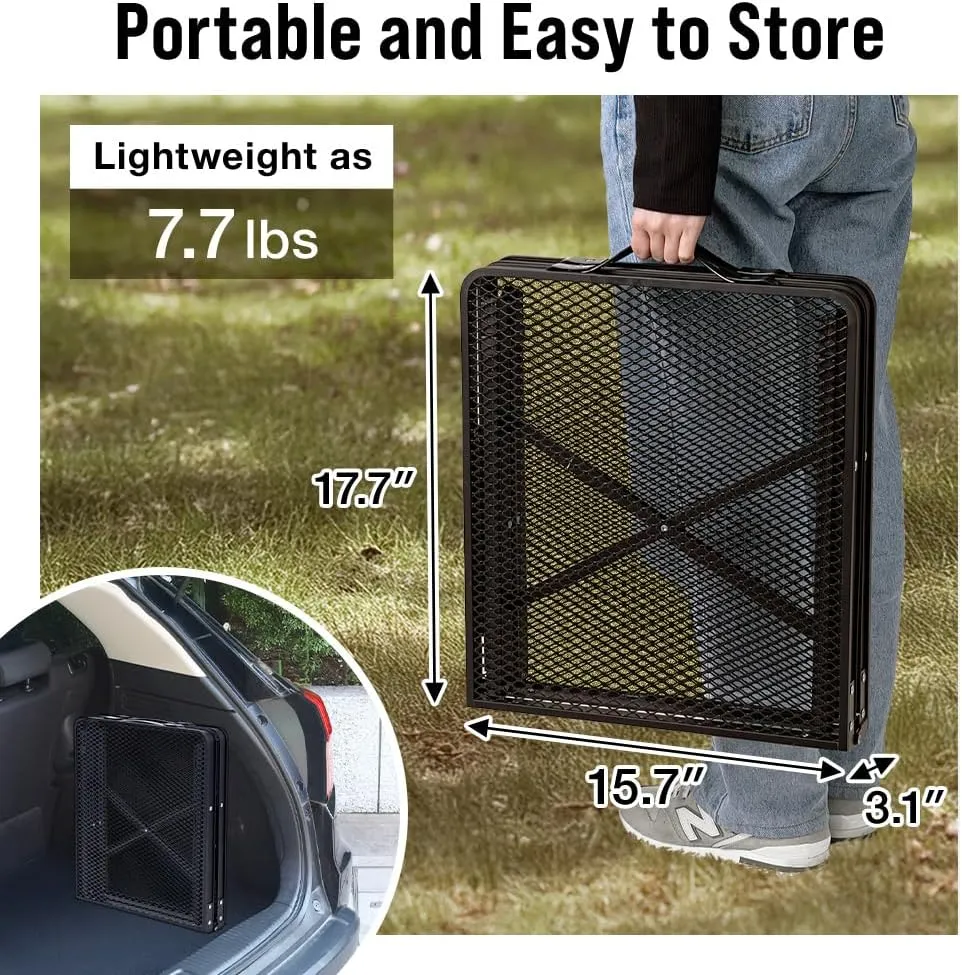 Folding Camping Grill Table 3ft x 1.3ft, Heat Resistant Tabletop Heavy Duty 111lbs, Portable Adjustable Picnic BBQ Outdoor Easy to Use Black (Black, 3ft x 1.3ft - 111lbs)
