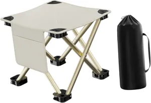 Folding Camping Stool Saddle Chair Footrest Triangular Structure Folding Chair Foldable Footstool for Gardening Picnic Travel, White 28x28x23cm