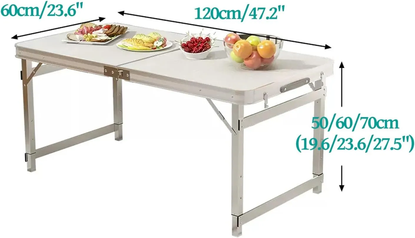 Folding Camping Table and Chairs, Aluminum Folding Table, Adjustable Height, Folding Table and Chairs for Camping, Picnic, BBQ, Beach (Color : E)