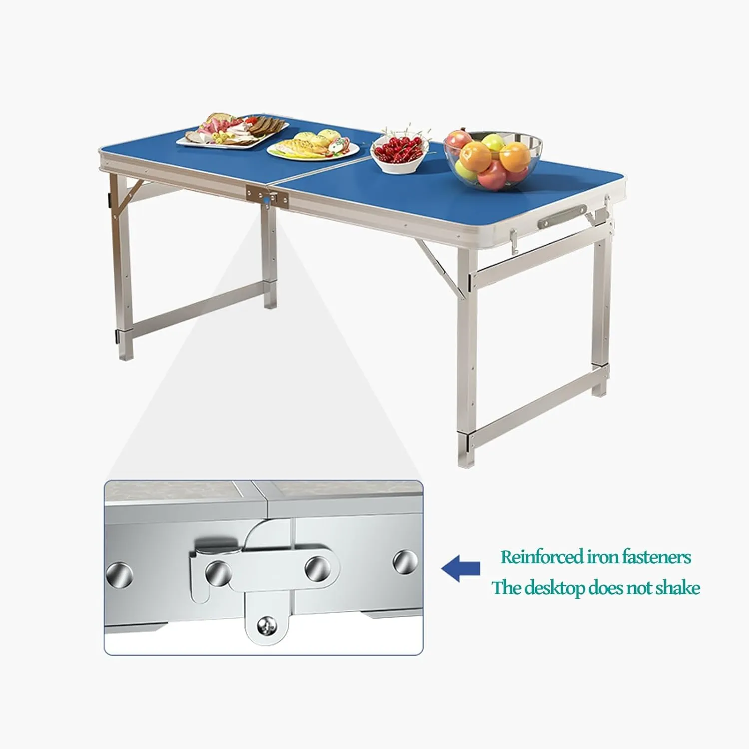 Folding Camping Table and Chairs, Aluminum Folding Table, Adjustable Height, Folding Table and Chairs for Camping, Picnic, BBQ, Beach (Color : E)