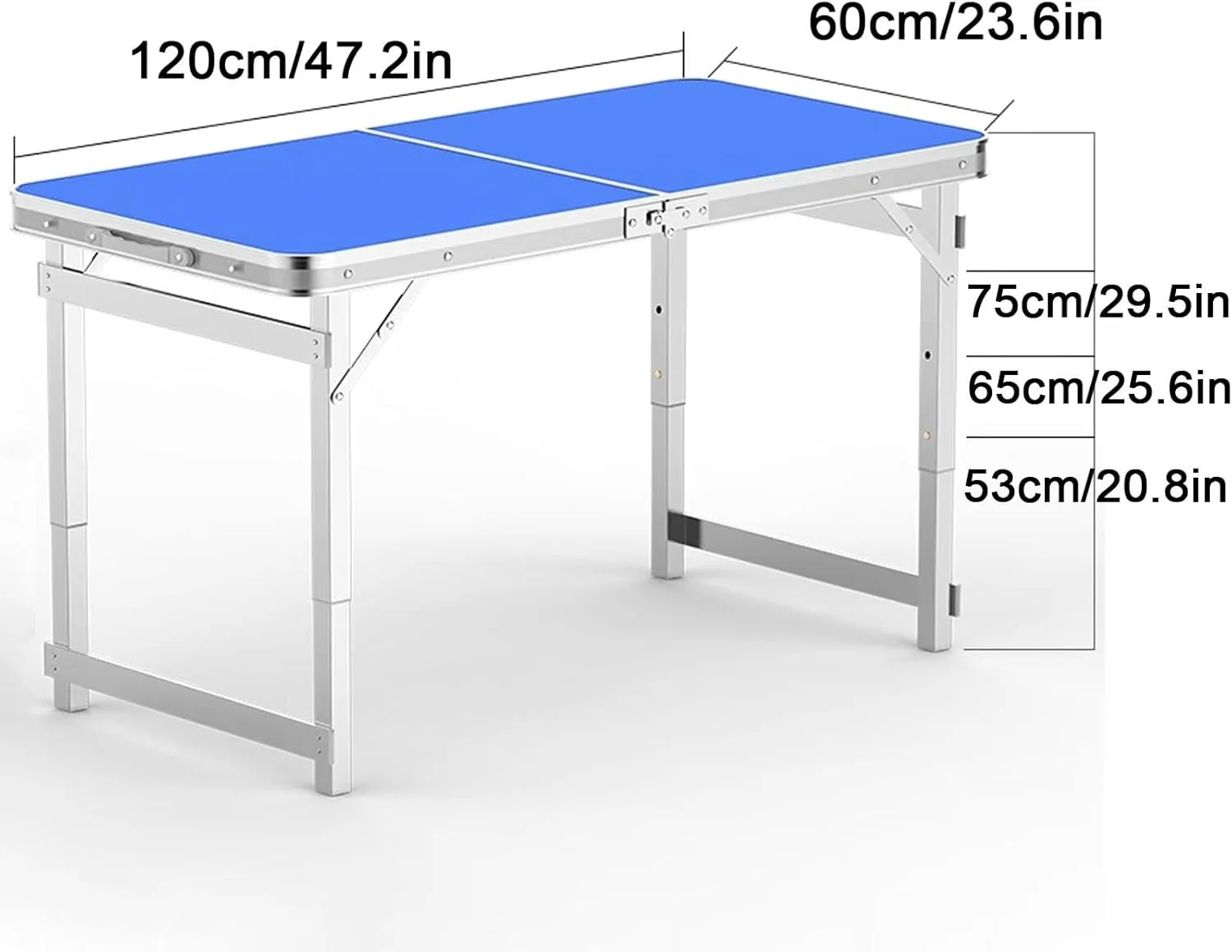 Folding Camping Table Portable Adjustable Height Ultralight Aluminum Beach Table, Small Camping Table with Carry Bag for Camping, Picnic(Blue)