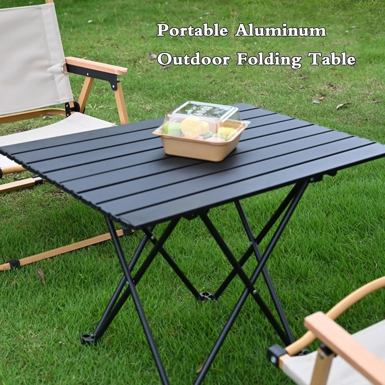 Folding Camping Table, Portable Table for 2-4 Persons, Lightweight Aluminum Camp Table with Carry Bag, Outdoor Side Table for Hiking, Picnics, BBQs, Beach, Travel, Grilling