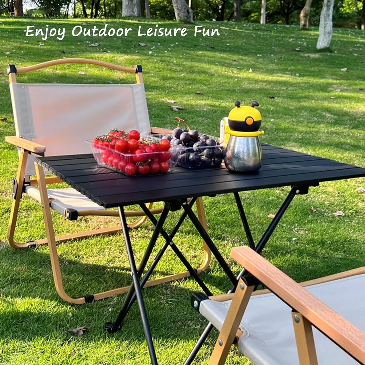 Folding Camping Table, Portable Table for 2-4 Persons, Lightweight Aluminum Camp Table with Carry Bag, Outdoor Side Table for Hiking, Picnics, BBQs, Beach, Travel, Grilling