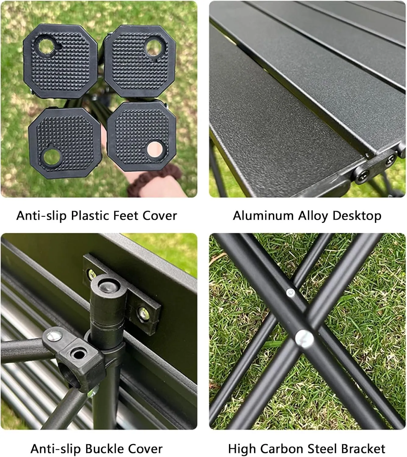 Folding Camping Table, Portable Table for 2-4 Persons, Lightweight Aluminum Camp Table with Carry Bag, Outdoor Side Table for Hiking, Picnics, BBQs, Beach, Travel, Grilling