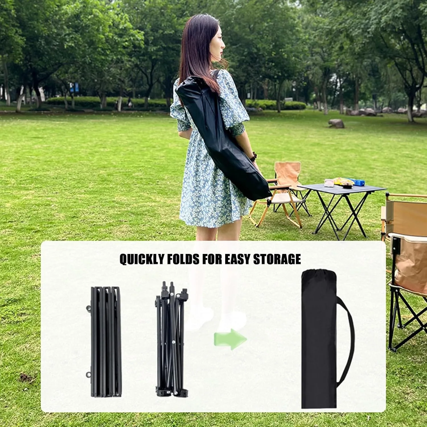 Folding Camping Table, Portable Table for 2-4 Persons, Lightweight Aluminum Camp Table with Carry Bag, Outdoor Side Table for Hiking, Picnics, BBQs, Beach, Travel, Grilling