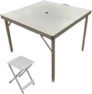 Folding Camping Table Square-shaped Picnic Table Aluminum Alloy Camping Table Roll Up Desktop with Storage Bag for Outdoor