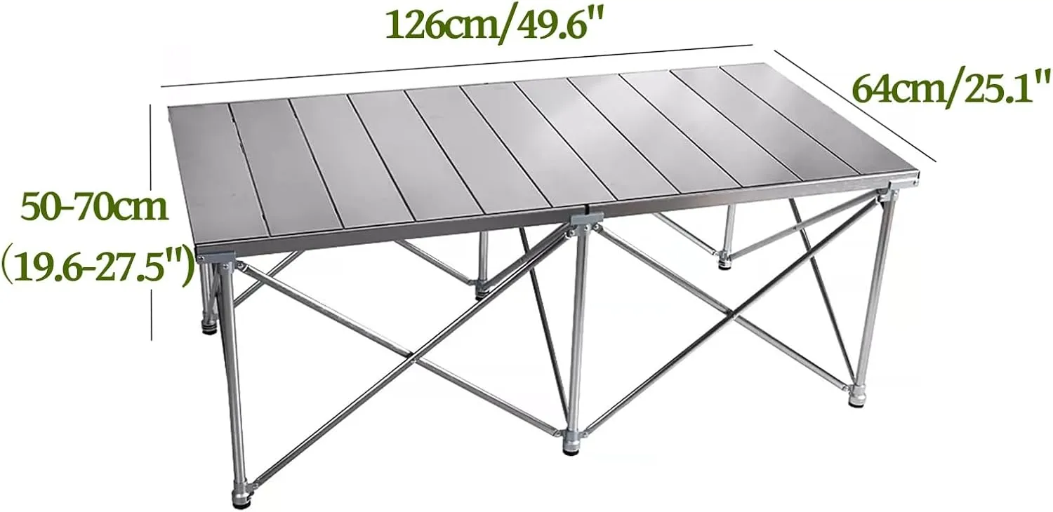 Folding Camping Table That Fold Up Lightweight, Aluminum Portable Picnic Table with Carrying Bag for Outdoor Picnic, BBQ and Party (Color : D)