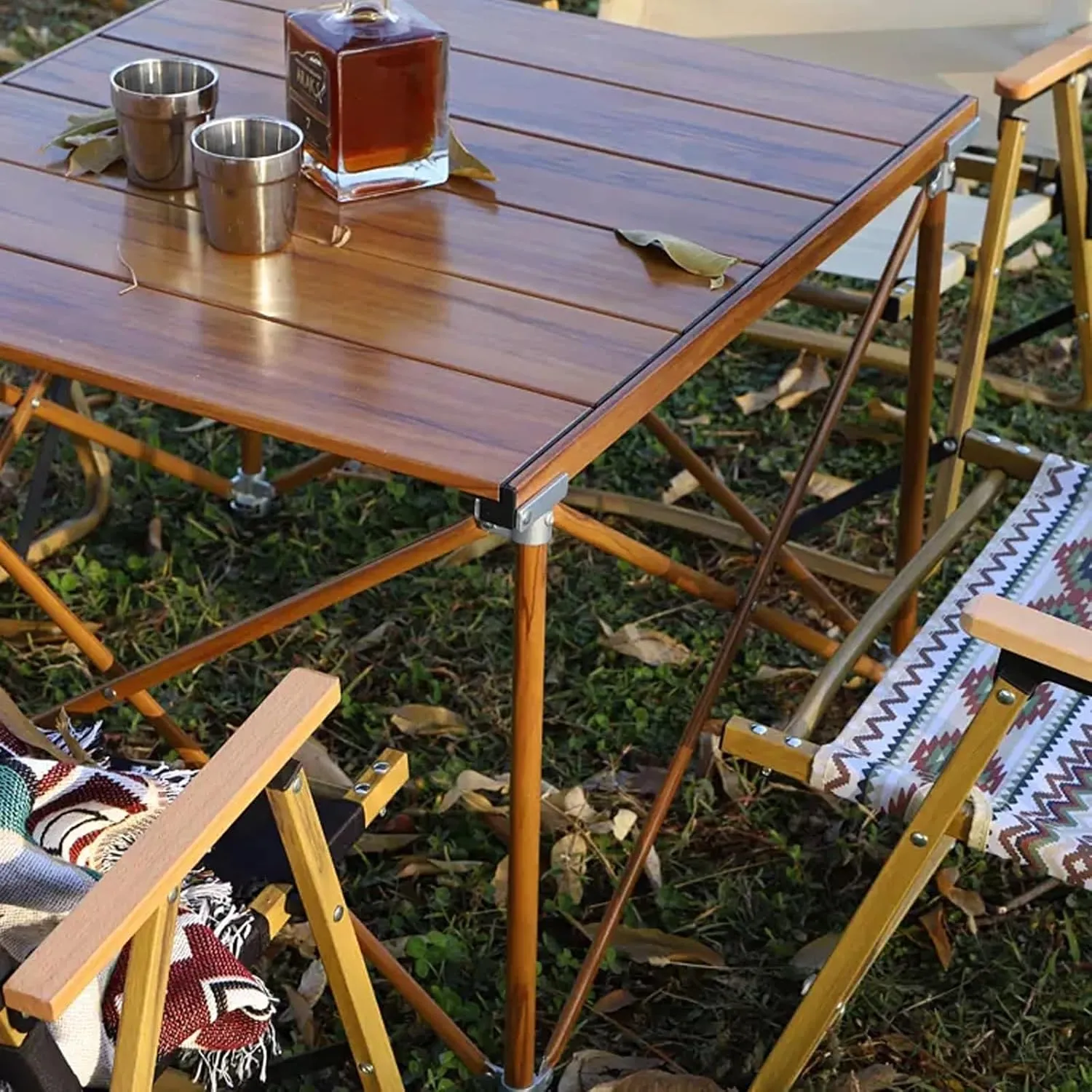 Folding Camping Table That Fold Up Lightweight, Aluminum Portable Picnic Table with Carrying Bag for Outdoor Picnic, BBQ and Party (Color : D)