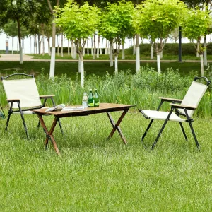 Folding Camping Table with 2 Folding Chairs,Aluminum Table Oxford Mat Chair Set for up to 2 Persons, Aluminum Roll-up Table for Indooor,Outdoor,Party,BBQ,Camping,Backyard,Beach