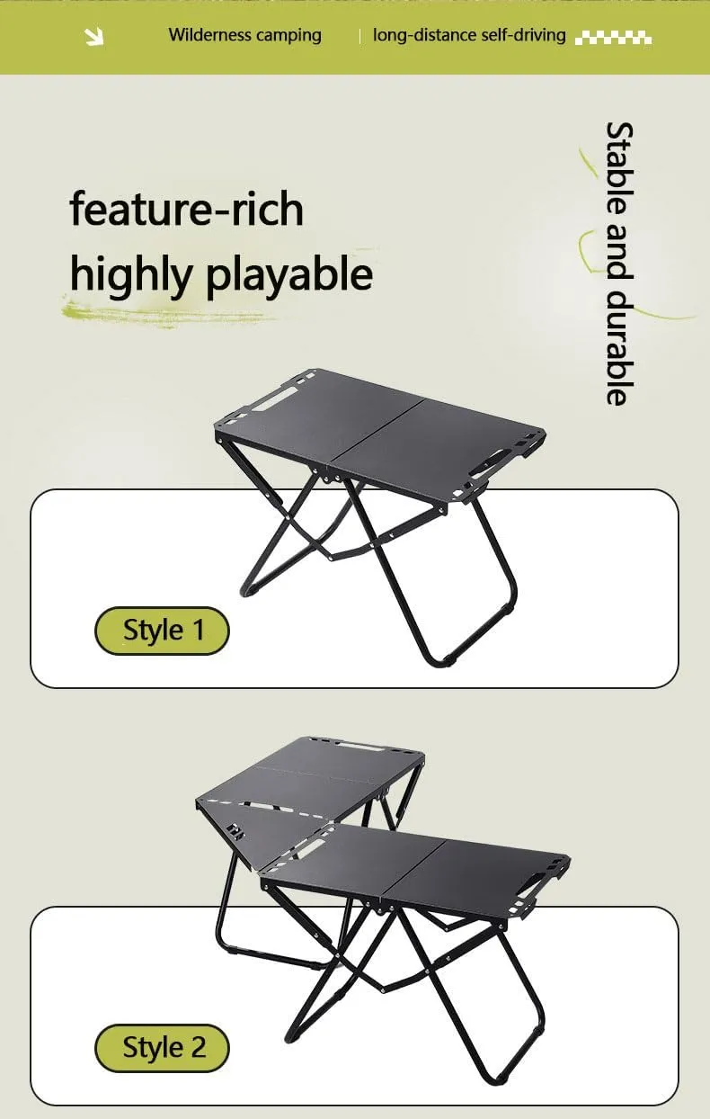 Folding Camping Tactical Table, Portable Folding Aluminum Table, Multifunctional Camping Barbecue Tea Making Equipment, for BBQ, Camping, Picnic, Beach, Travel, Outdoor Cooking