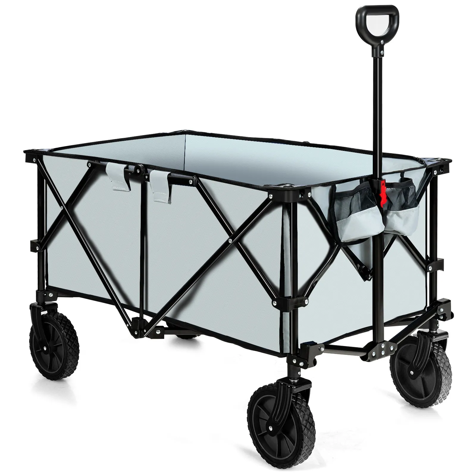 Folding Camping Wagon with Cup Holders and Adjustable Handle