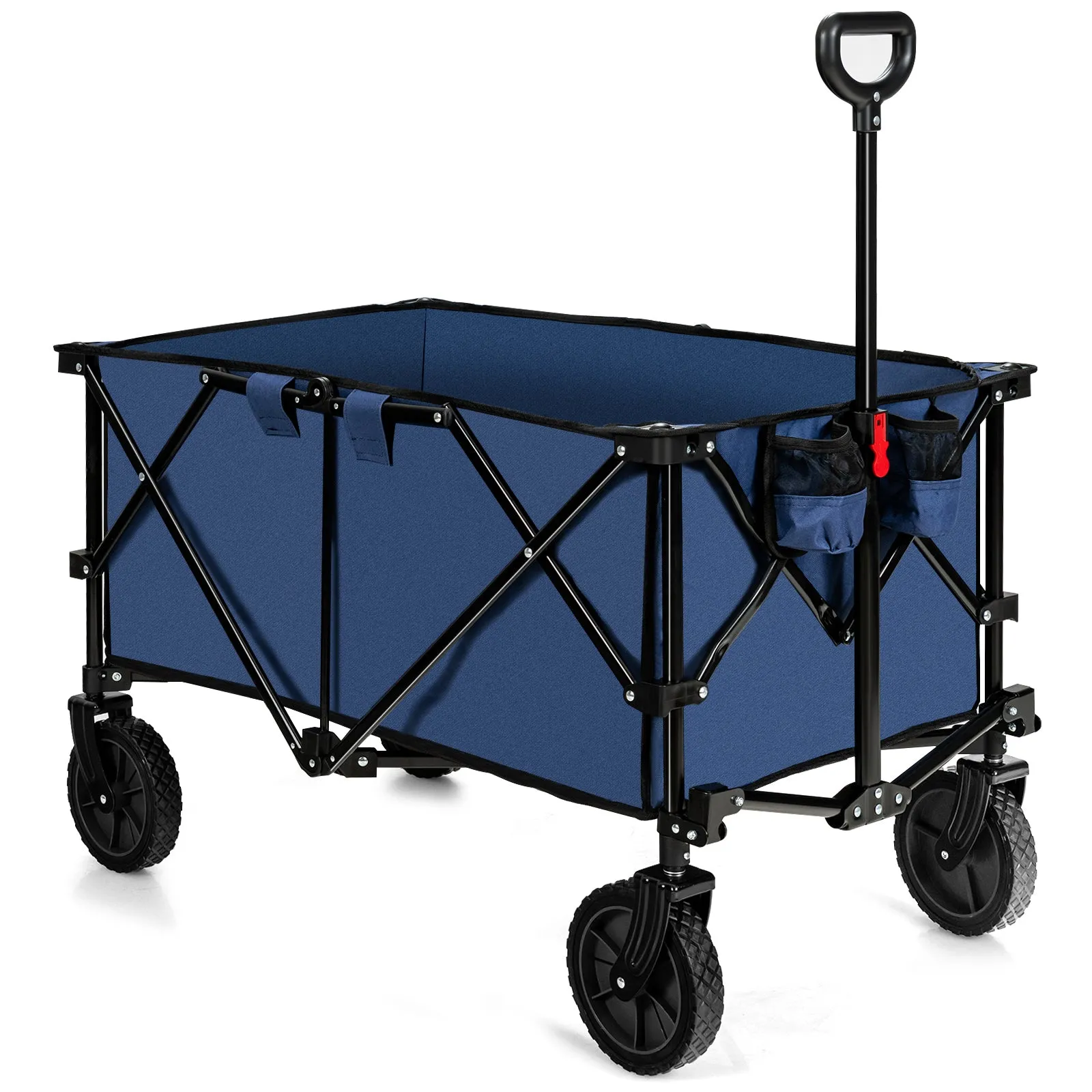 Folding Camping Wagon with Cup Holders and Adjustable Handle