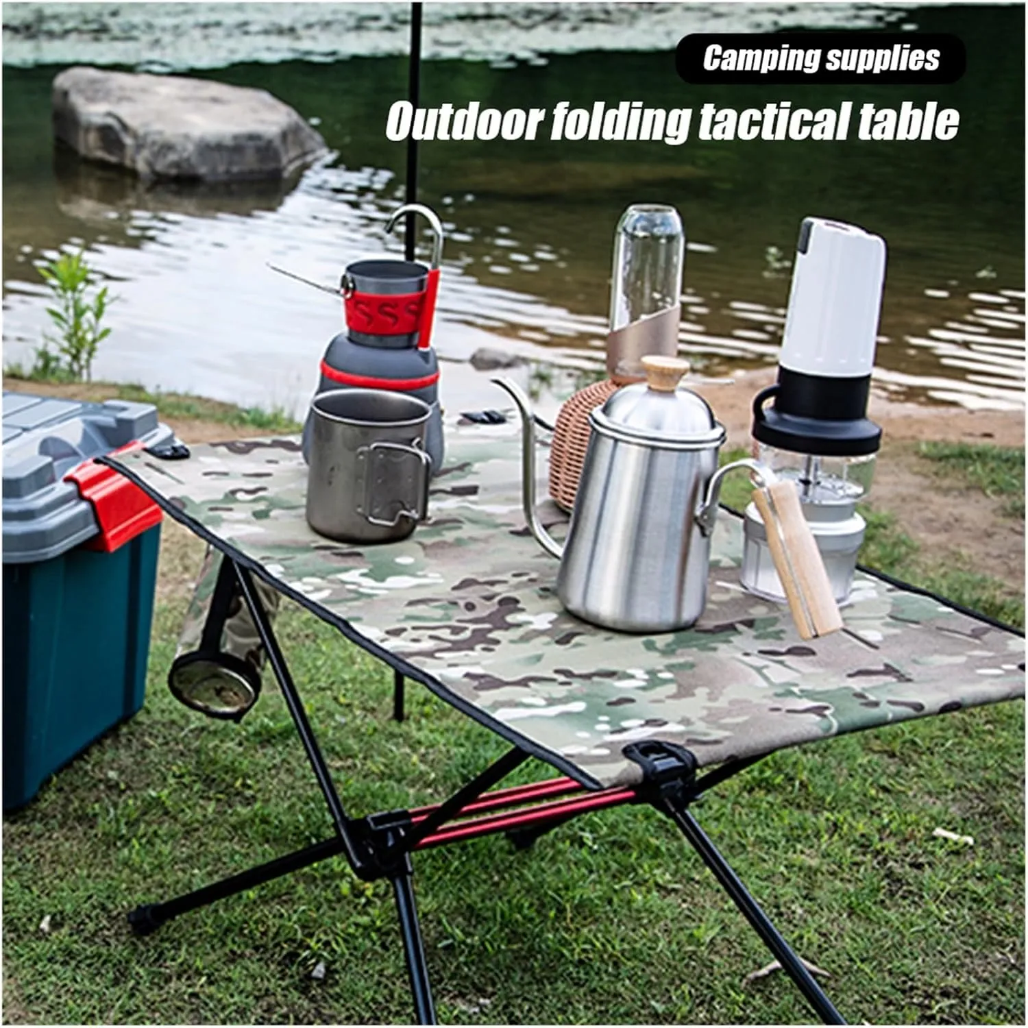Folding Dining Table Aluminum Alloy Outdoor Furniture Dinner Desk for Family Party BBQ Picnic Portable Foldable Camping Table (Color : D)