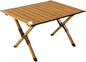 Folding Dining Table Aluminum Camping Picnic Egg Roll Camping Chair Outdoor Folding Table Portable (Color : Brown-S)
