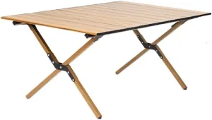 Folding Dining Table Portable Aluminum Alloy Egg Roll Table Camping Folding Table Picnic Table Camping Outdoor Camping Tables and airs Folding (Color : Dark Wood 90CM)