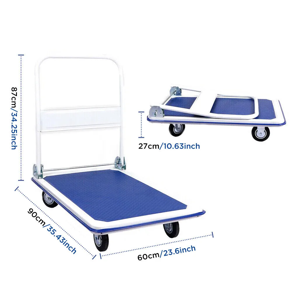 Folding Platform Trolley Hand Truck Foldable Cart Heavy Duty 300kg Industrial