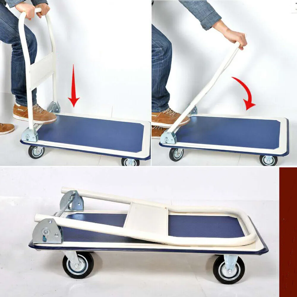 Folding Platform Trolley Hand Truck Foldable Cart Heavy Duty 300kg Industrial
