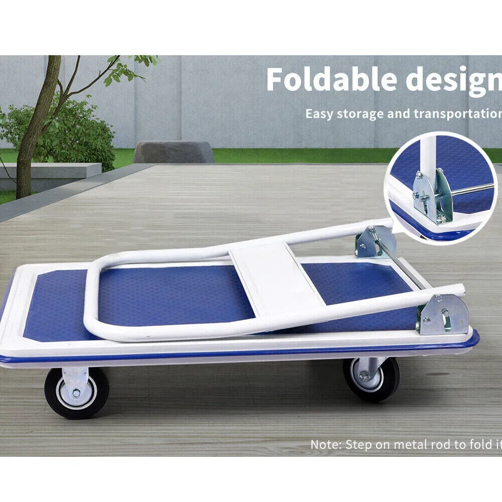 Folding Platform Trolley Hand Truck Foldable Cart Heavy Duty 300kg Industrial