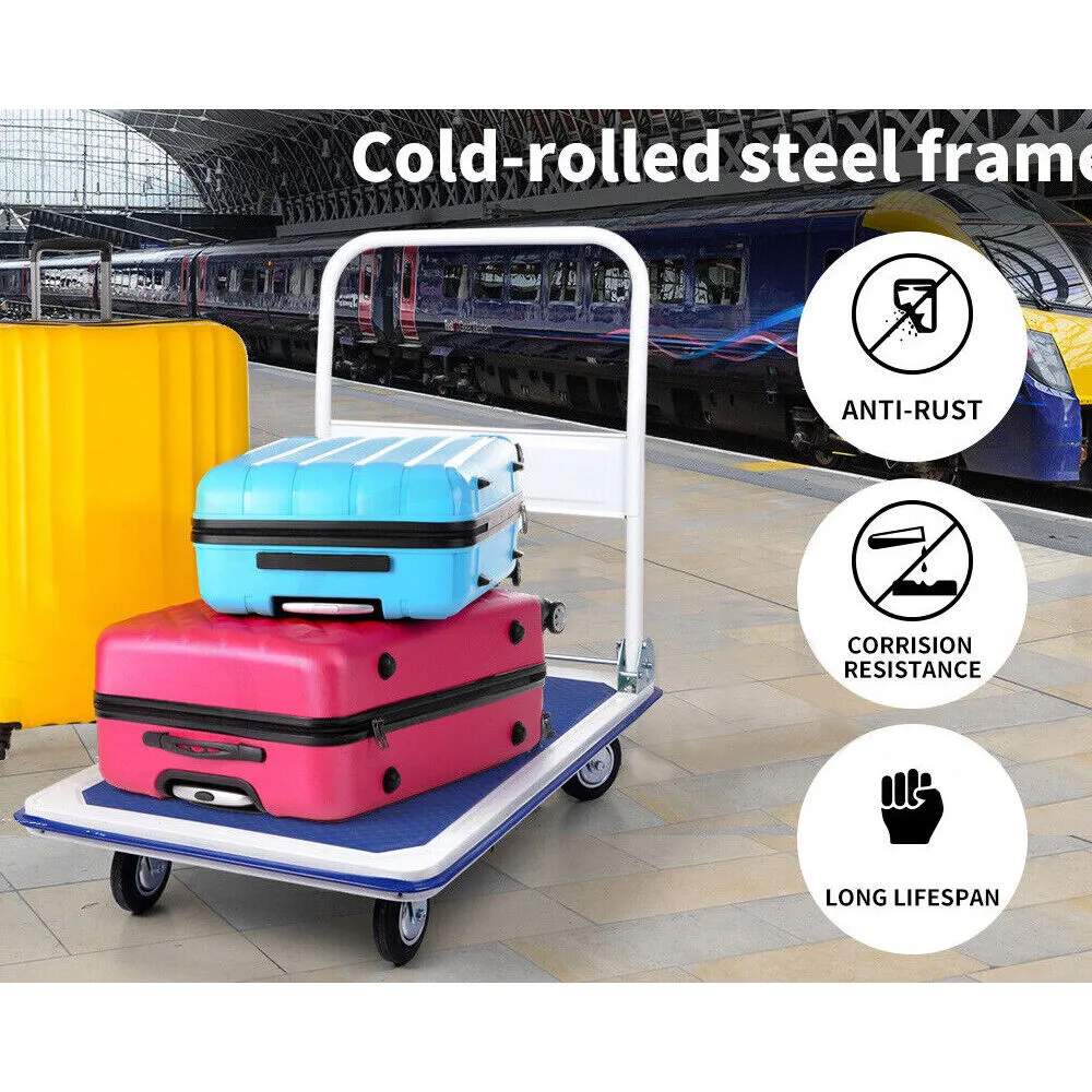 Folding Platform Trolley Hand Truck Foldable Cart Heavy Duty 300kg Industrial