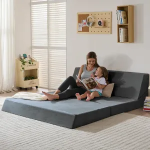 Folding Sofa Bed, Sleeper Chair and Futon Couch, Convertible Bed, Floor Sofa for Living Room/Guest Room/Dorm/Home Office, Queen Size, Dark Gray
