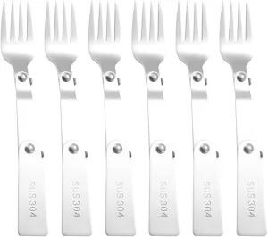Folding Spoons 12Pcs Folding Spoon Fork Set, Foldable Spoons, Folded Forks Spoons, Dinnerware for Thermos Container Food Containers(Fork)