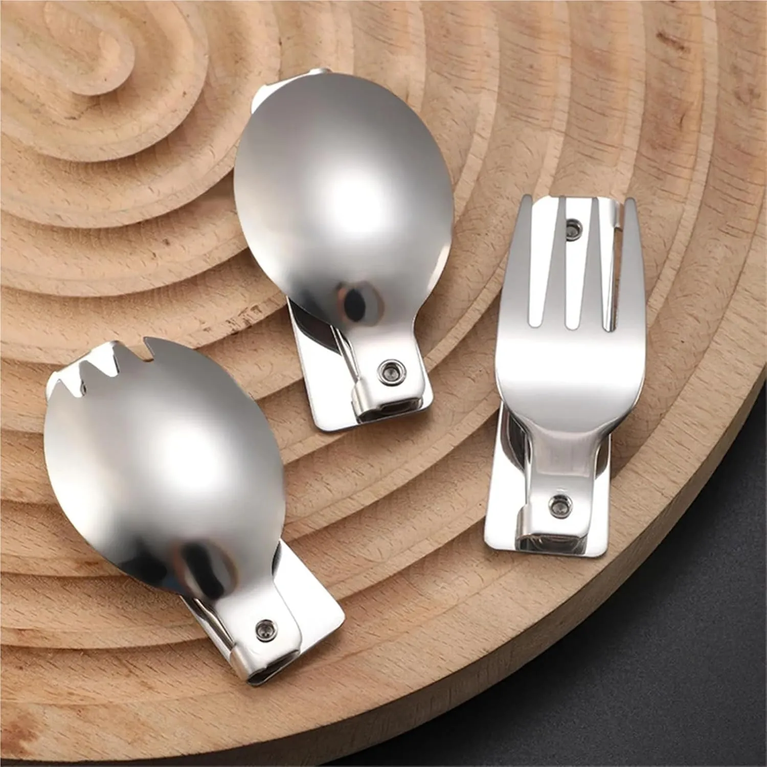 Folding Spoons 12Pcs Folding Spoon Fork Set,304 Stainless Steel Foldable Spoons Forks, Foldable Cutlery for Thermos Container Food Containers(Spoon Fork Spork)