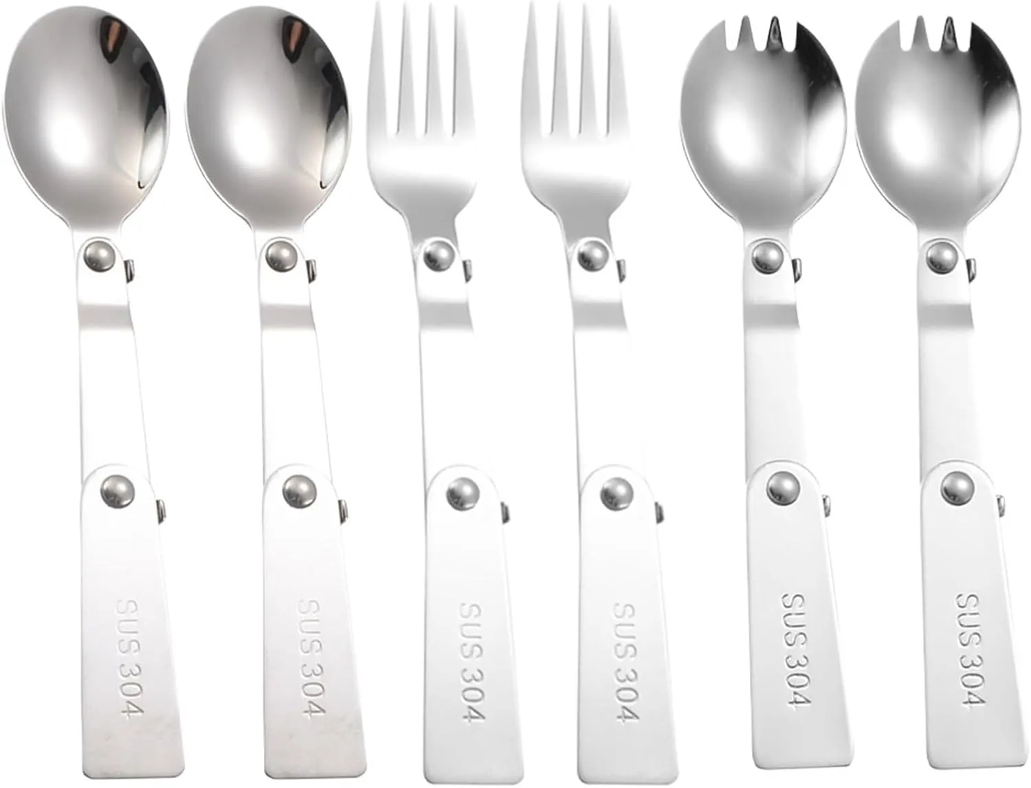Folding Spoons 12Pcs Folding Spoon Fork Set,304 Stainless Steel Foldable Spoons Forks, Foldable Cutlery for Thermos Container Food Containers(Spoon Fork Spork)