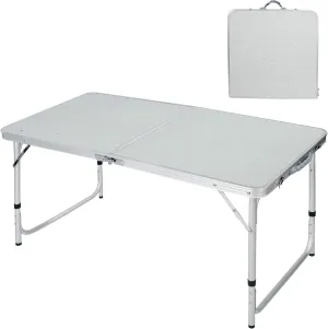 Folding Table 4 Feet, Adjustable Height Lightweight Portable Aluminum Frame Camping Table for Picnic Outdoor Indoor, White, 48in×24inch