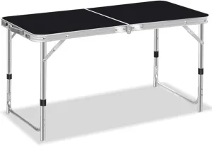 Folding Table and Chairs Set, Height Adjustable 4 FT Portable Picnic Table Outdoor Plastic Camping Desk W/Handle (Table Only)