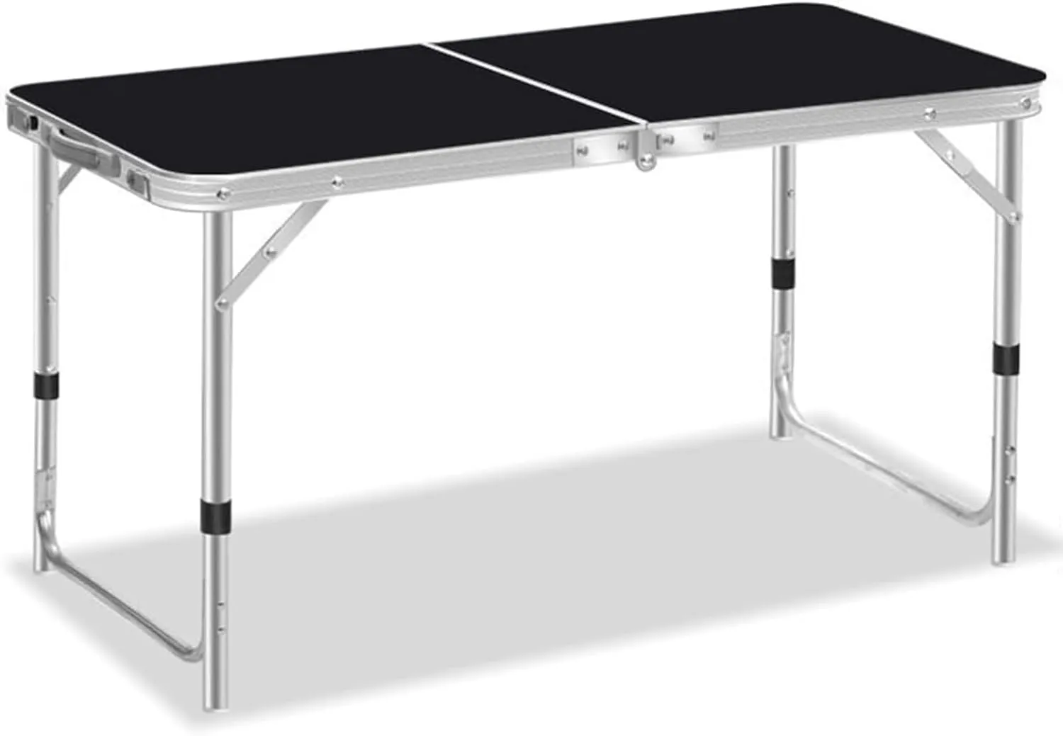Folding Table and Chairs Set, Height Adjustable 4 FT Portable Picnic Table Outdoor Plastic Camping Desk W/Handle (Table Only)