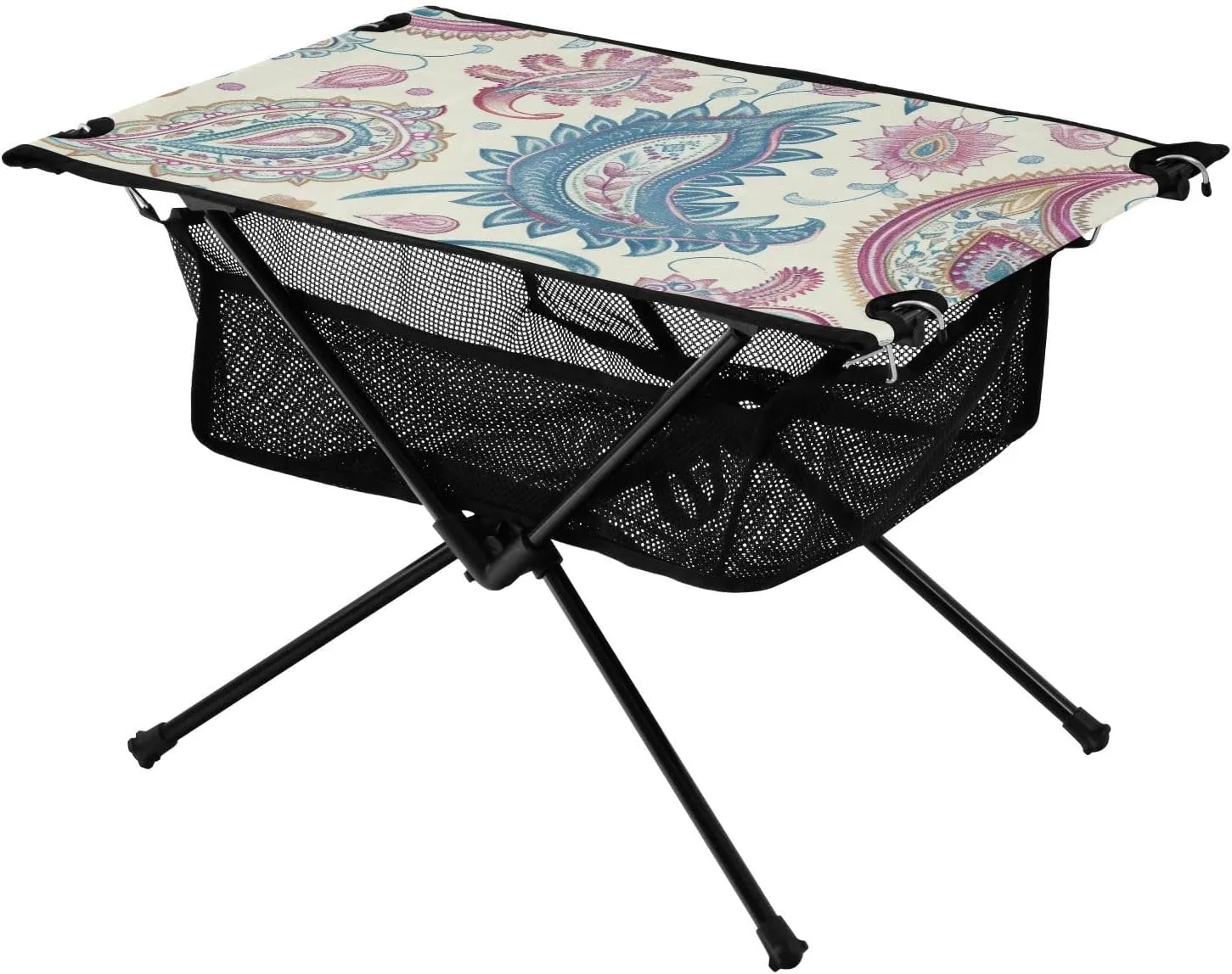 Folding Table Camping Bohemian Style Adjustable Polyester Folding Tables with Storage Bag for Picnic Camp Travel