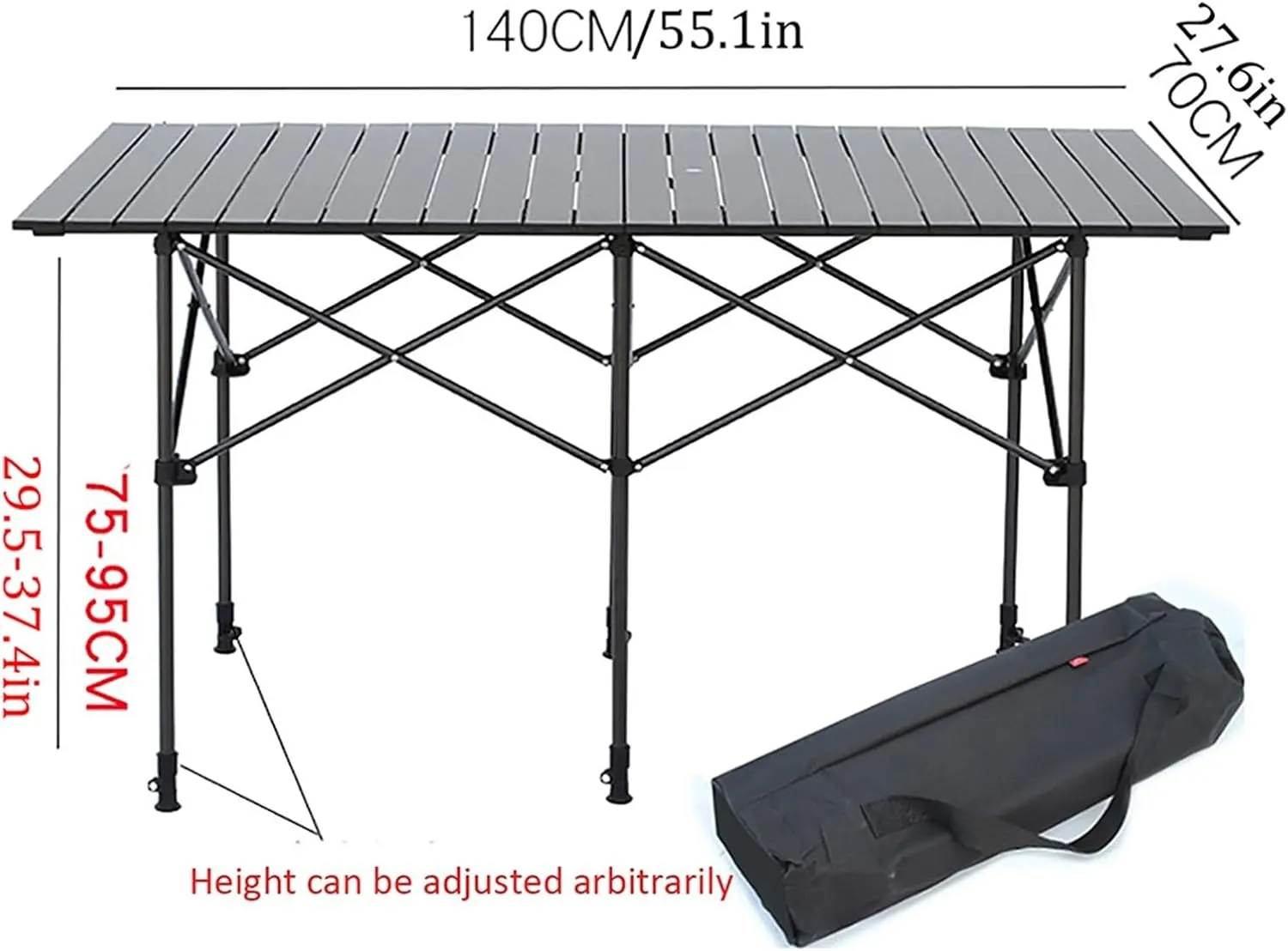 Folding Table, Outdoor Portable Lifting Camping Table, Courtyard Aluminum Alloy Leisure Table, for Camping Fishing Beach (Size : 140cm)