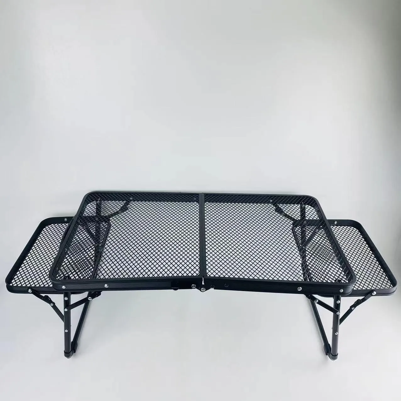 Folding tables, Folding Table with 2 Wing Panels, 3x2 FT Camping Table with Mesh Desktop, Height Adjustable Folding Grill Table with Mesh Bag, Portable Outdoor Table for Picnic, Camping, BBQ, Beach(Black)
