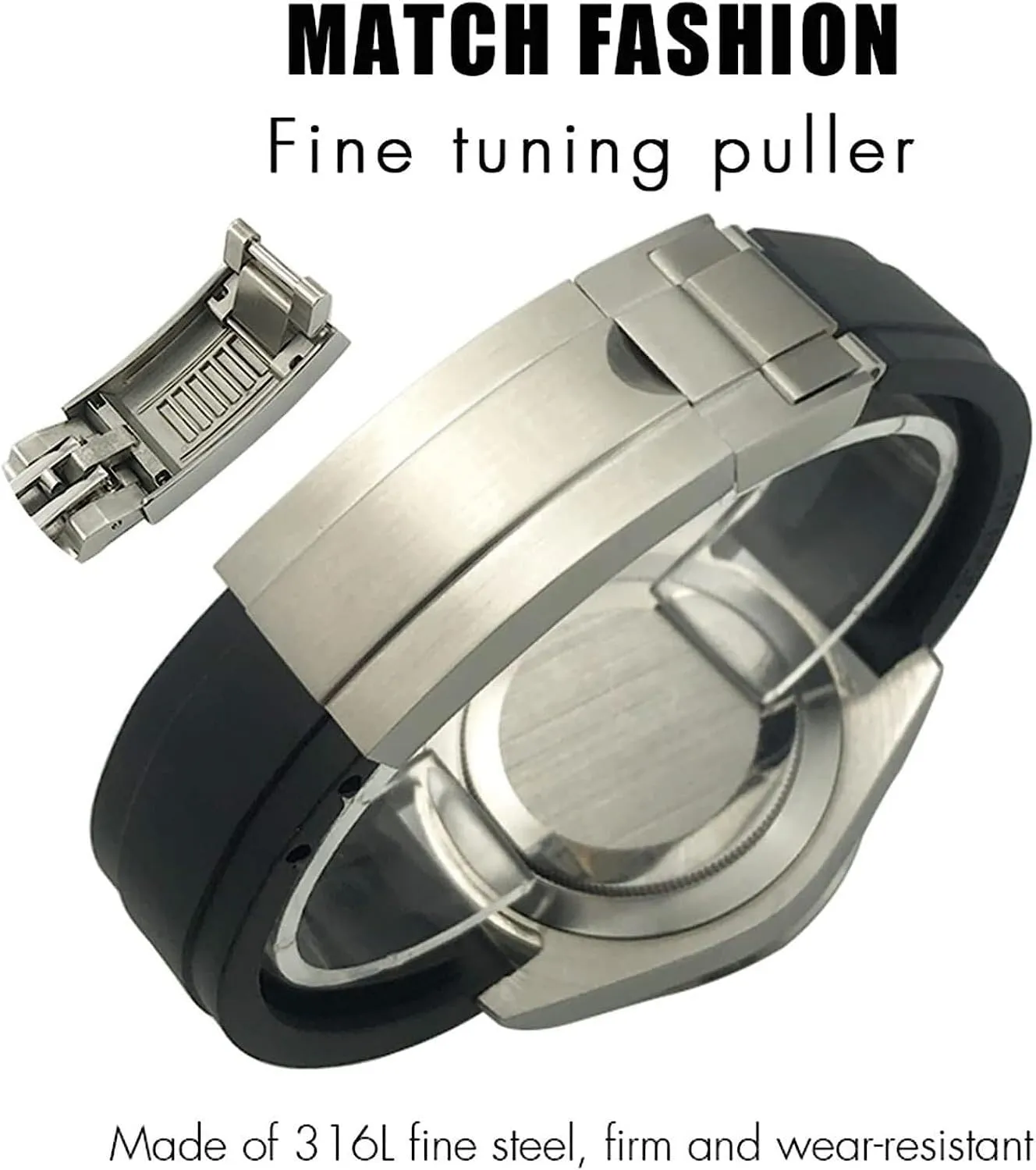 For Rolex Rubber Watch Strap With Stainless Steel Buckle Arc Joints Watch Bands 20mm 21mm