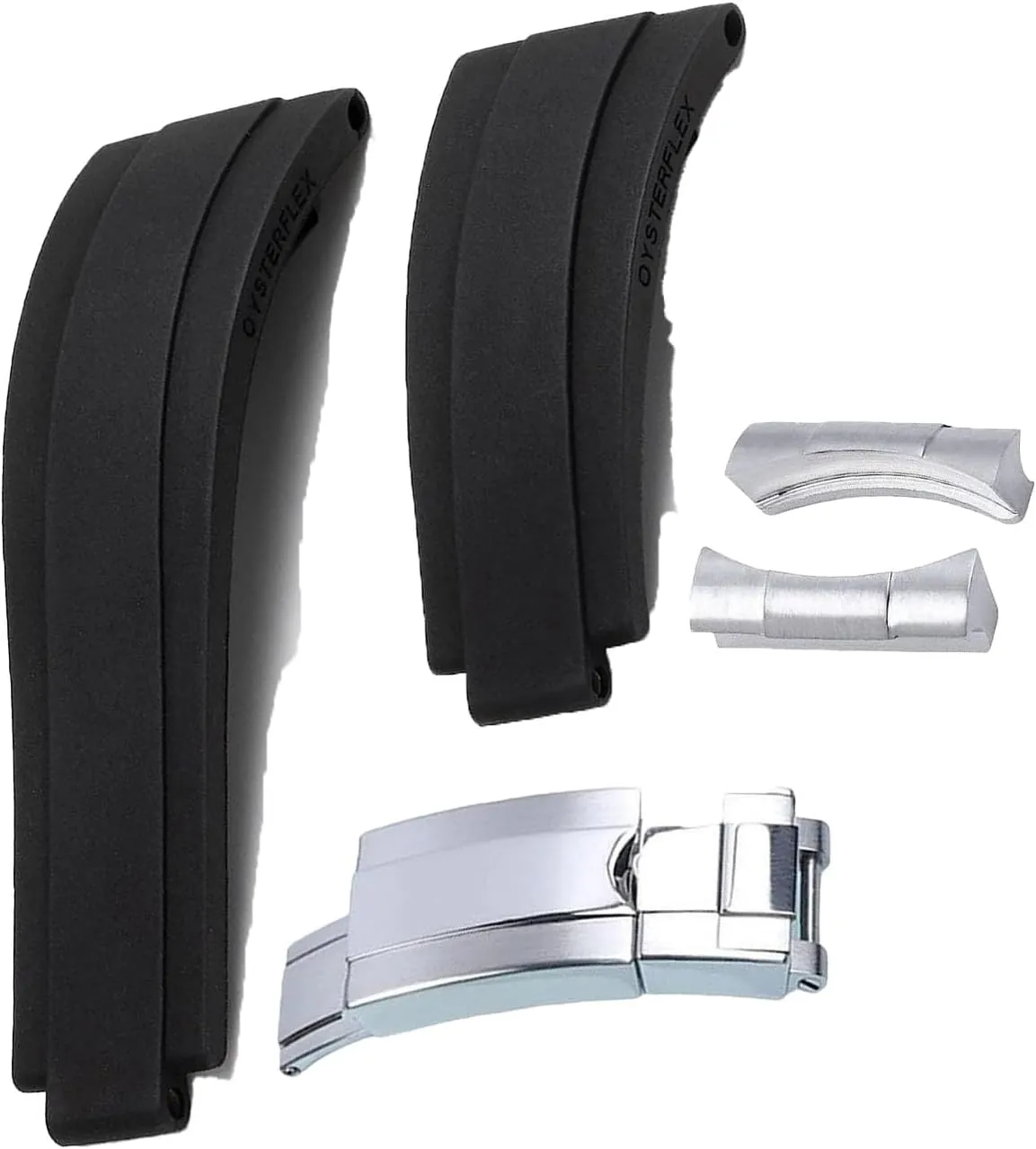 For Rolex Rubber Watch Strap With Stainless Steel Buckle Arc Joints Watch Bands 20mm 21mm
