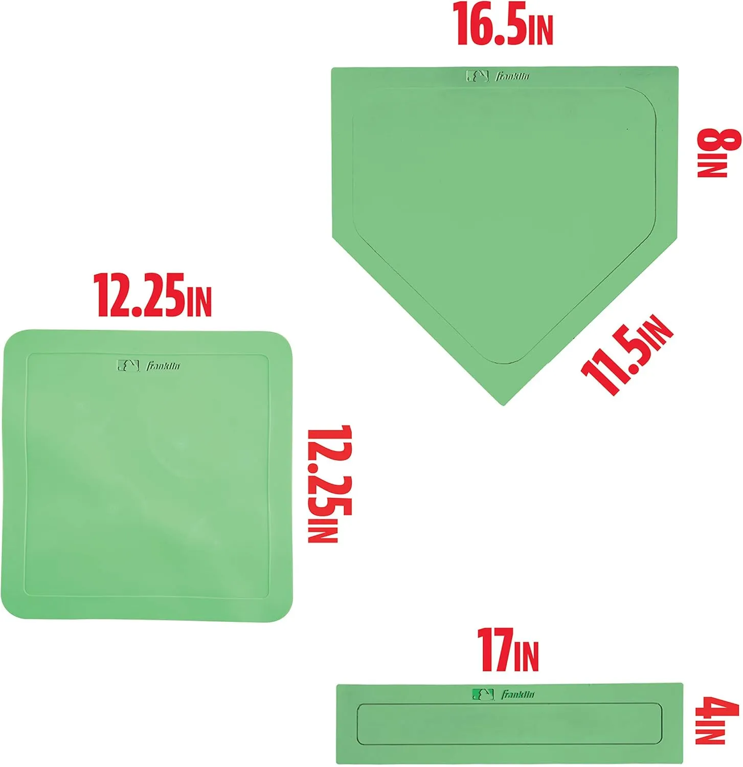 Franklin Sports MLB Throw Down Baseball Bases with Home Plate   Pitcher's Rubber - Backyard Rubber Base Set Perfect for Baseball, Teeball   Kickball