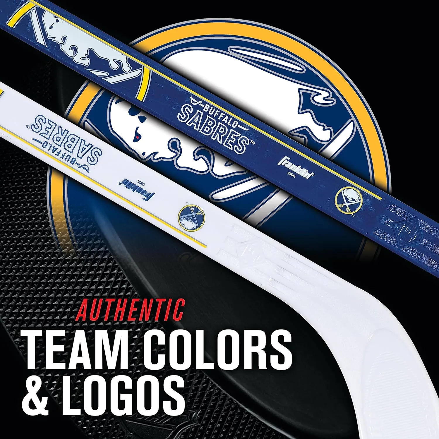 Franklin Sports NHL Mini Hockey Stick Set - NHL Team Knee Hockey Stick and Ball Set - Two Player Stick Set - Great Toy for Kids
