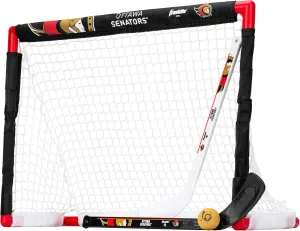 Franklin Sports NHL Ottawa Senators Mini Hockey Set - Kids Indoor Knee Hockey Goal, Ball,   2 Mini Hockey Stick Combo Set - Youth NHL Team Indoor Toy Knee Hockey Sets - NHL Official - Ages 3 