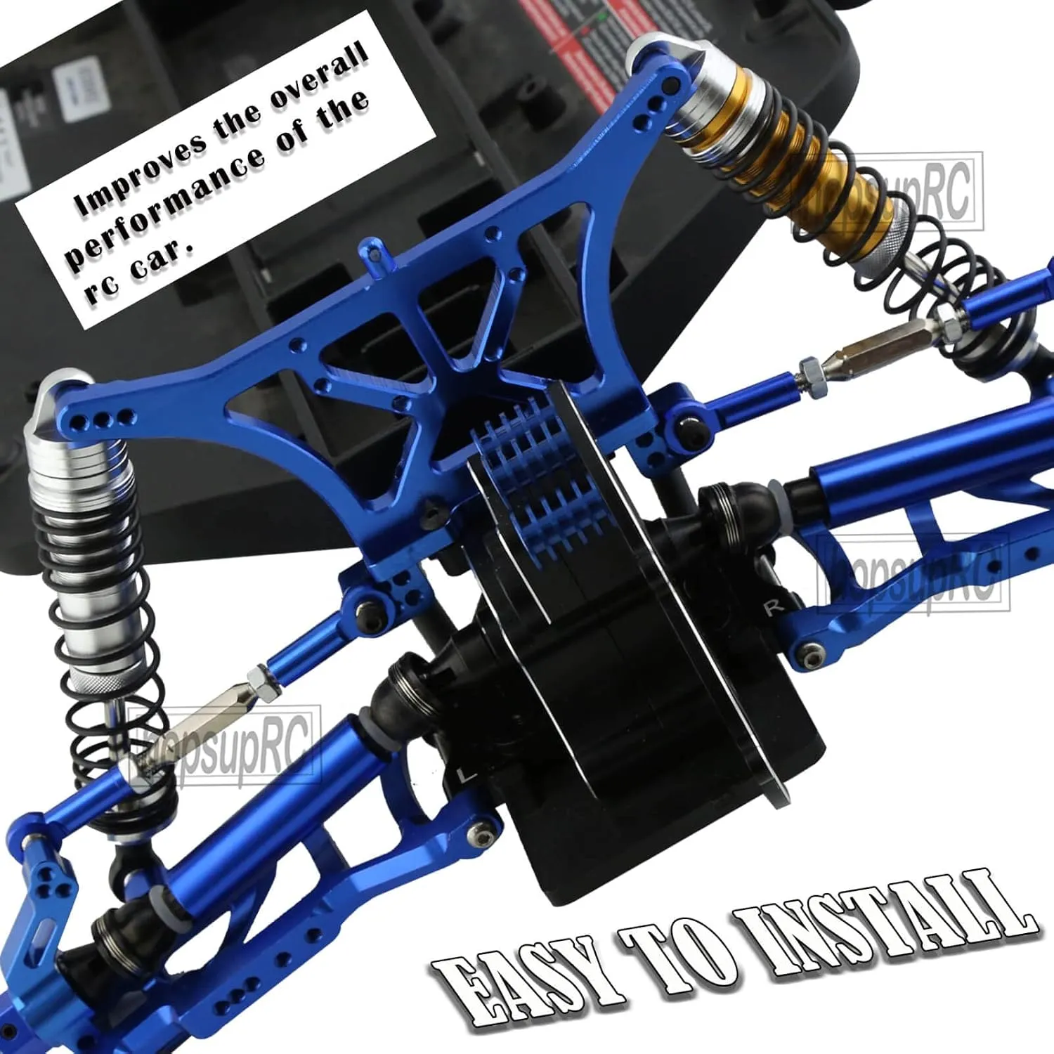 Full Alloy Big Bore RC Shocks Absorber Damper Upgrades Part for 1/10 Slash/Stampede/Rustler/Rally/Hoss VXL 4X4 2WD,4PCS Front Rear Assembled Full Metal Shocks,Replace 5862,Gold
