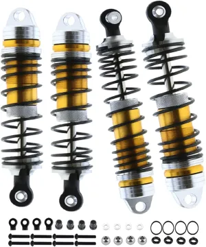 Full Alloy Big Bore RC Shocks Absorber Damper Upgrades Part for 1/10 Slash/Stampede/Rustler/Rally/Hoss VXL 4X4 2WD,4PCS Front Rear Assembled Full Metal Shocks,Replace 5862,Gold