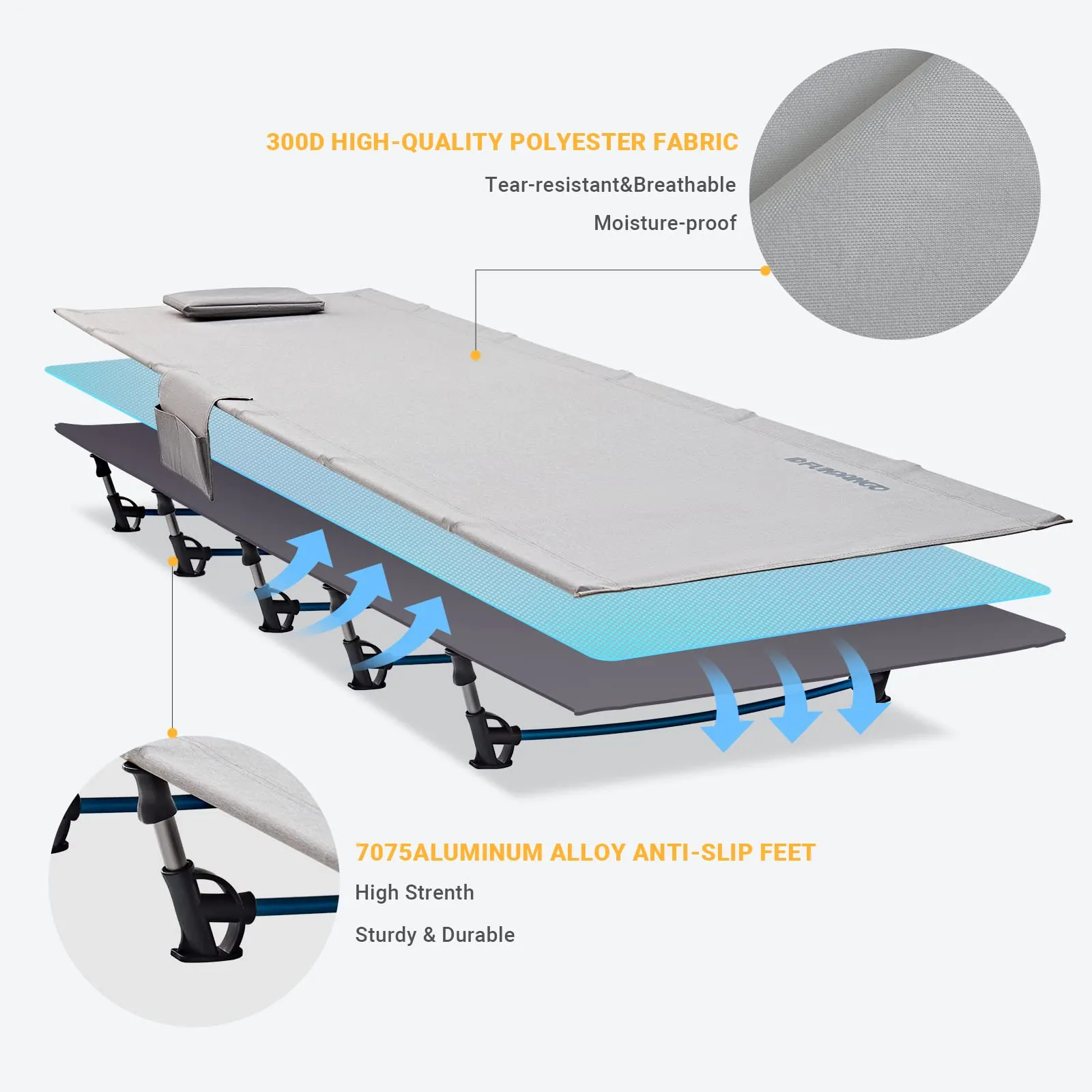 FUNDANGO Aluminum Folding Cot L
