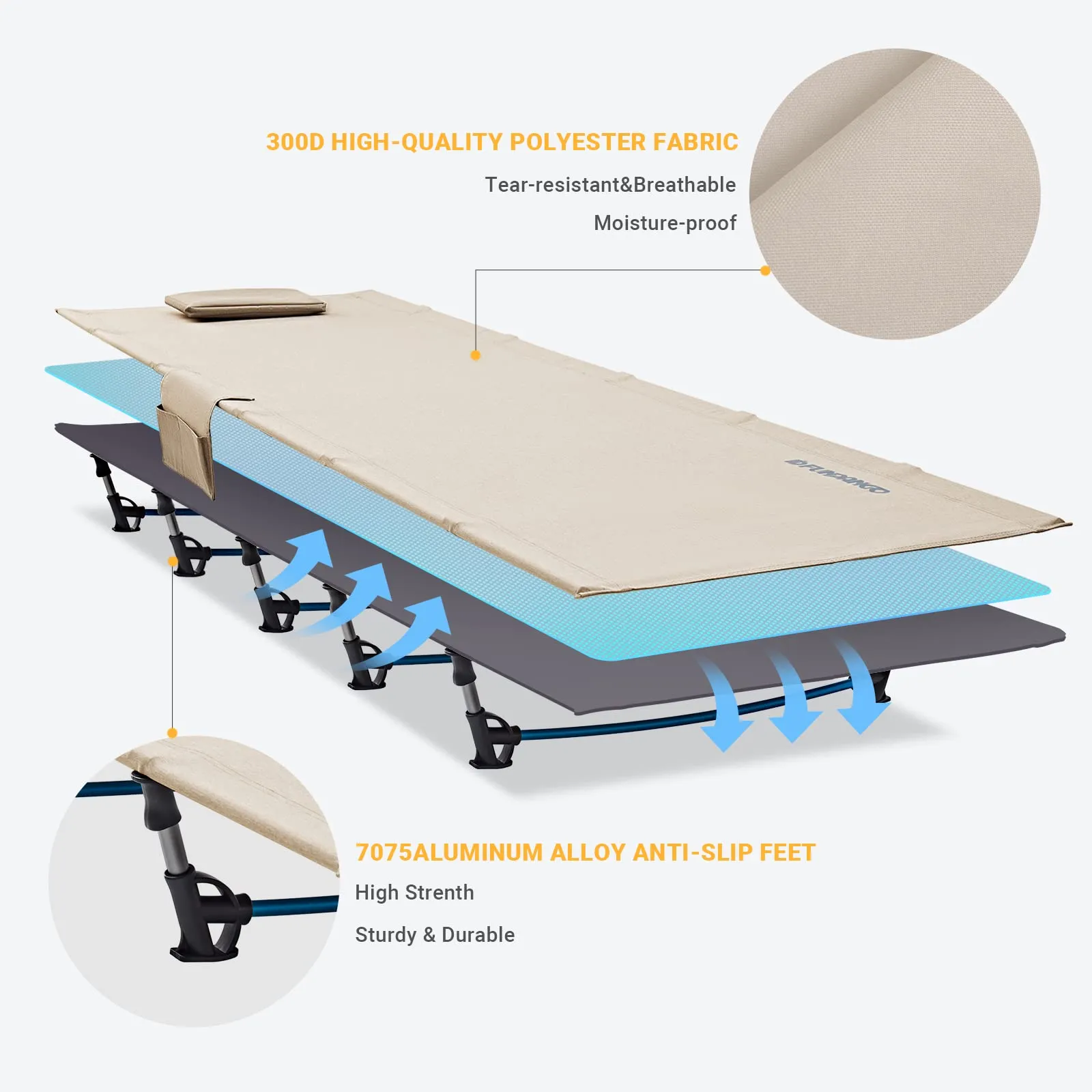 FUNDANGO Aluminum Folding Cot L